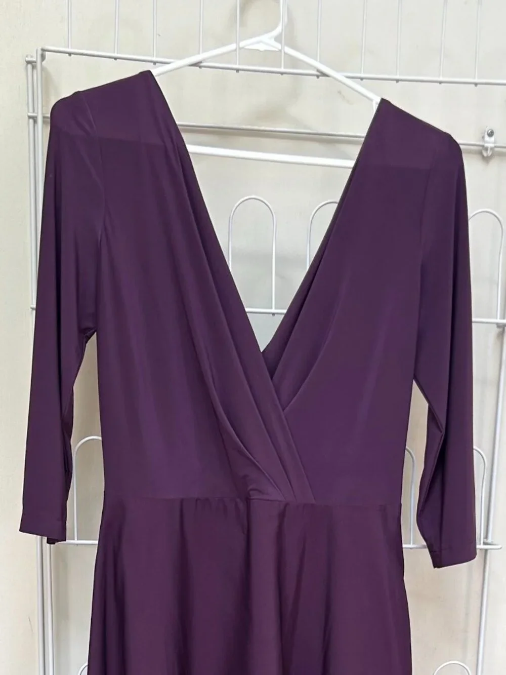 ALFRED SUNG 3/4 Sleeve CLASSIC V-Neck Gown SIZE 10 in Aubergine Purple NWT - Picture 6 of 11